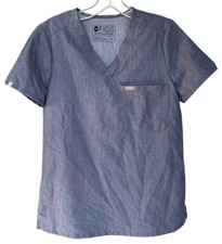 FIGS Catarina One Pocket Scrub Top Chambray Blue sz XS