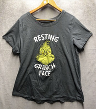 The Grinch Tee Shirt Size 4 Gray Resting Grinch Face Graphic Tee Holiday