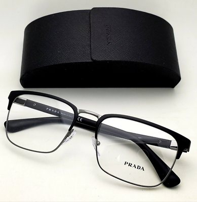 Prada Reading Glasses VPR 54T 1BO-1O1 57-19 Black Chrome X-Large