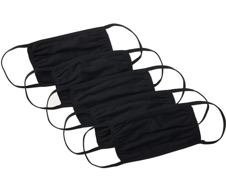 50 Pack Hanes Reusable "PPE" 100percent Cotton Black Face Masks Imprintable Breathable image 5
