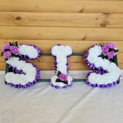 ELITE FLORAL DESIGN SIS Funeral Flowers Artificial Tribute Wreath Silk Memorial Any 3 Letters