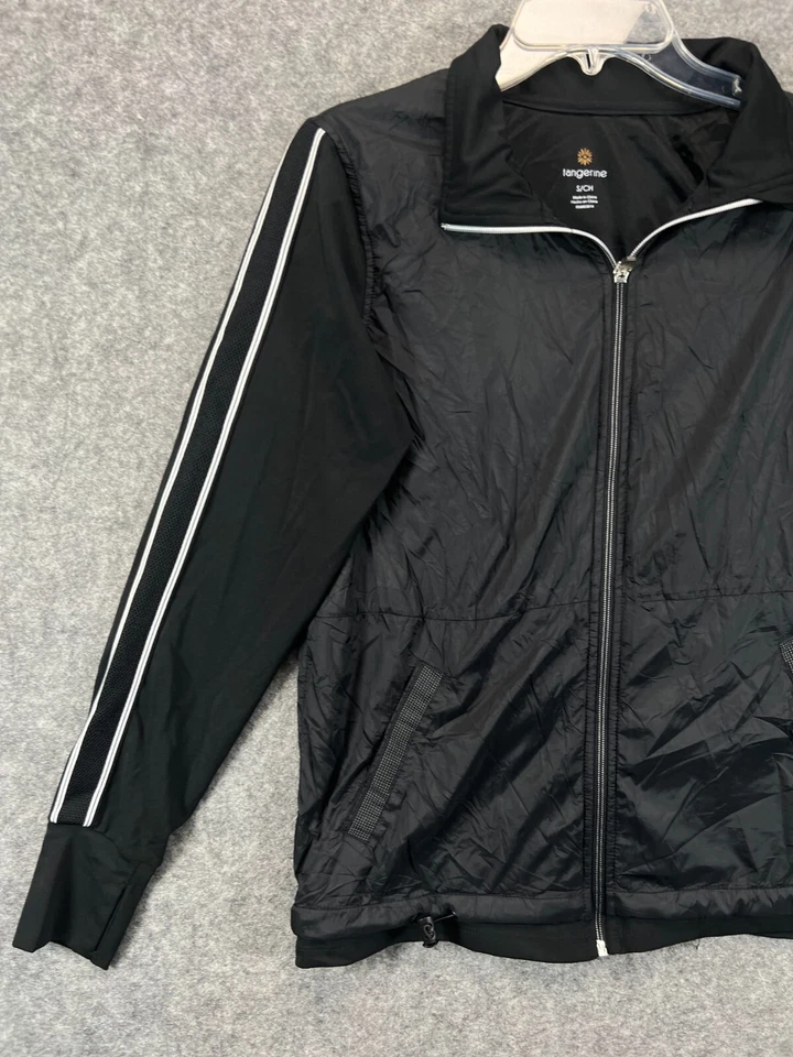 Chaqueta Mandarina Mujer S Pequeña Negra Blanca Malla Tubería Cremallera Completa Ropa Activa Foto 3 de 4