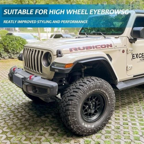 4PC Premium Steel Front+Rear Fender Flares Kit For 2018-2024 Jeep Wrangler JL Foto 3 de 4