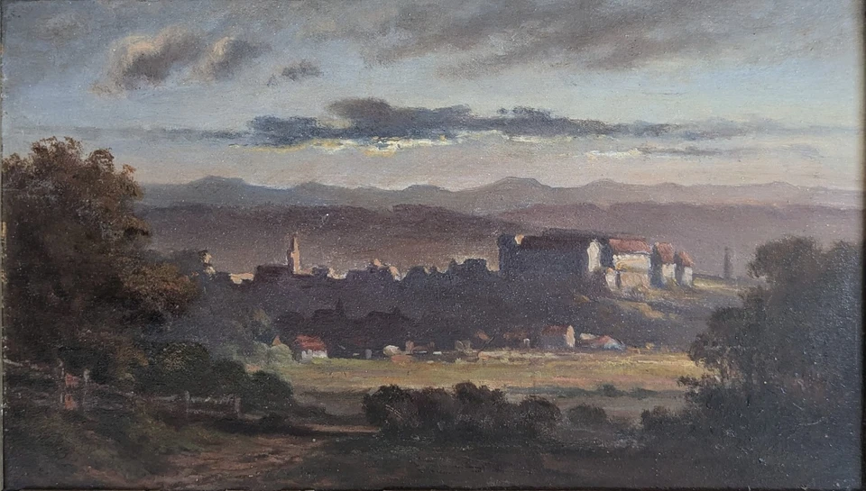 Tableau ancien 19° siècle- Paysage - Huile sur panneau - Très bon état - Photo 2/4