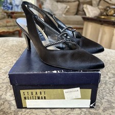 Vintage Stuart Weitzman Love Knot Black Rhinestone Heels Size 6 Origin: 185