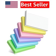 300 Count Multi-Color Ruled Index Cards 3x5 - Perfect for Study & Organization