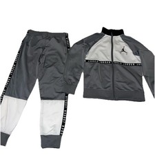 Air Jordan Boys Track Suit Pants  Jacket FullZip Size Youth 5-6 Gray/White