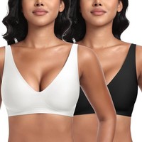 Push Up Bh Ohne BüGel Damen Gepolstert Seamless Schwarz GrößE M 2Er Set