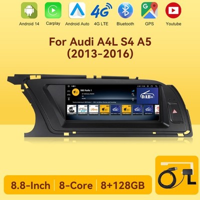 8.8'' DAB+ Android 14 Autoradio CarPlay 128GB Für Audi A4/A5 B8 S4 S5 2013-2016