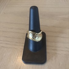 Veronese Gold Vermeil Sterling Silver Ring Size 9 Textured Concave Hammered Wave