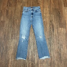 Mother Womens 26 The Insider Crop Step Chew Jeans Distressed Dancing On Coals