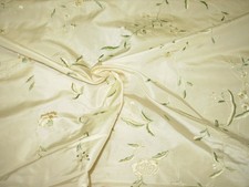 11 YDS 100 SILK FLORAL EMBROIDERED CREAM DRAPERY UPHOLSTERY FABRIC FOR LESS