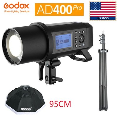 Godox AD400Pro 400Ws Wireless TTL All-in-One Studio Outdoor Flash +Softbox+Stand