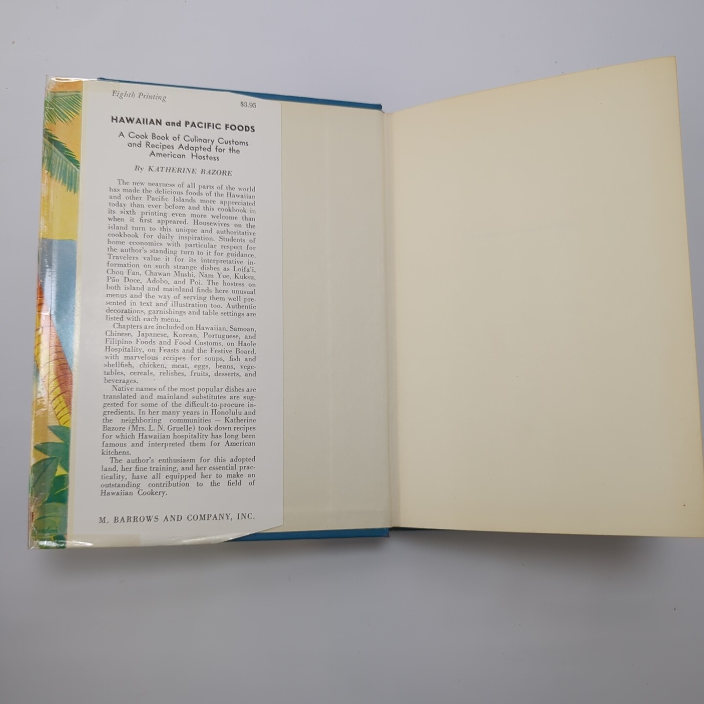 Hawaiian and Pacific Foods 1960 HC DJ Katherine Bazore