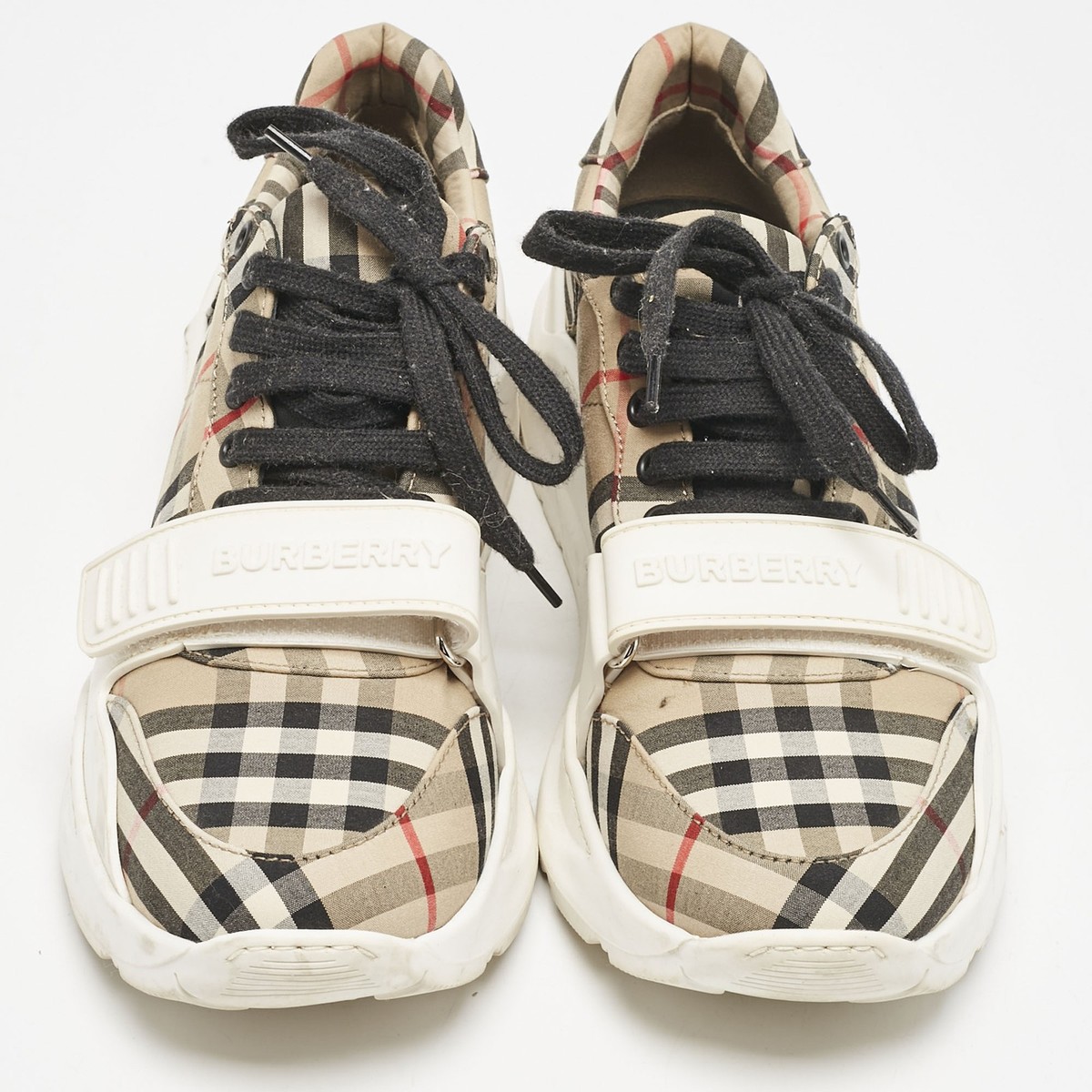 BURBERRY★素敵！SEAN BROWN CHECK CANVAS SNEAKERS Burberry Sean Vintage Check Canvas Fashion Sneakers Dark