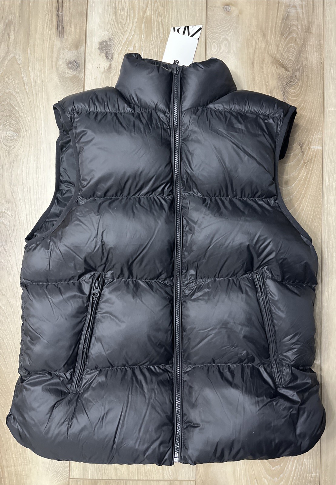 Zara Men's Black Water-Repellent Puffer Vest, Size Small, New image 2