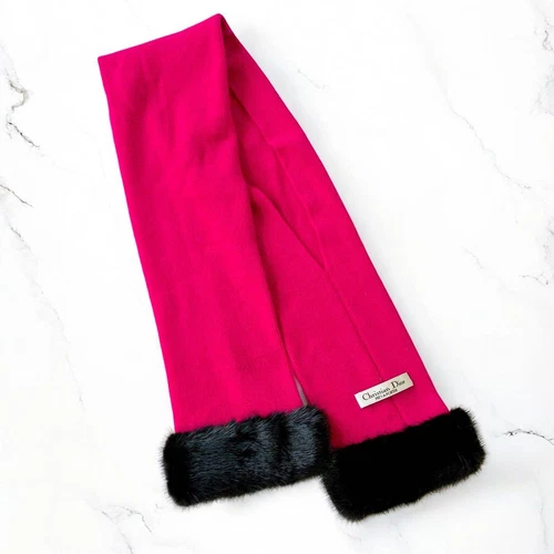 Authentique foulard rose Christian Dior 120 x 15 cm hiver saison décontracté