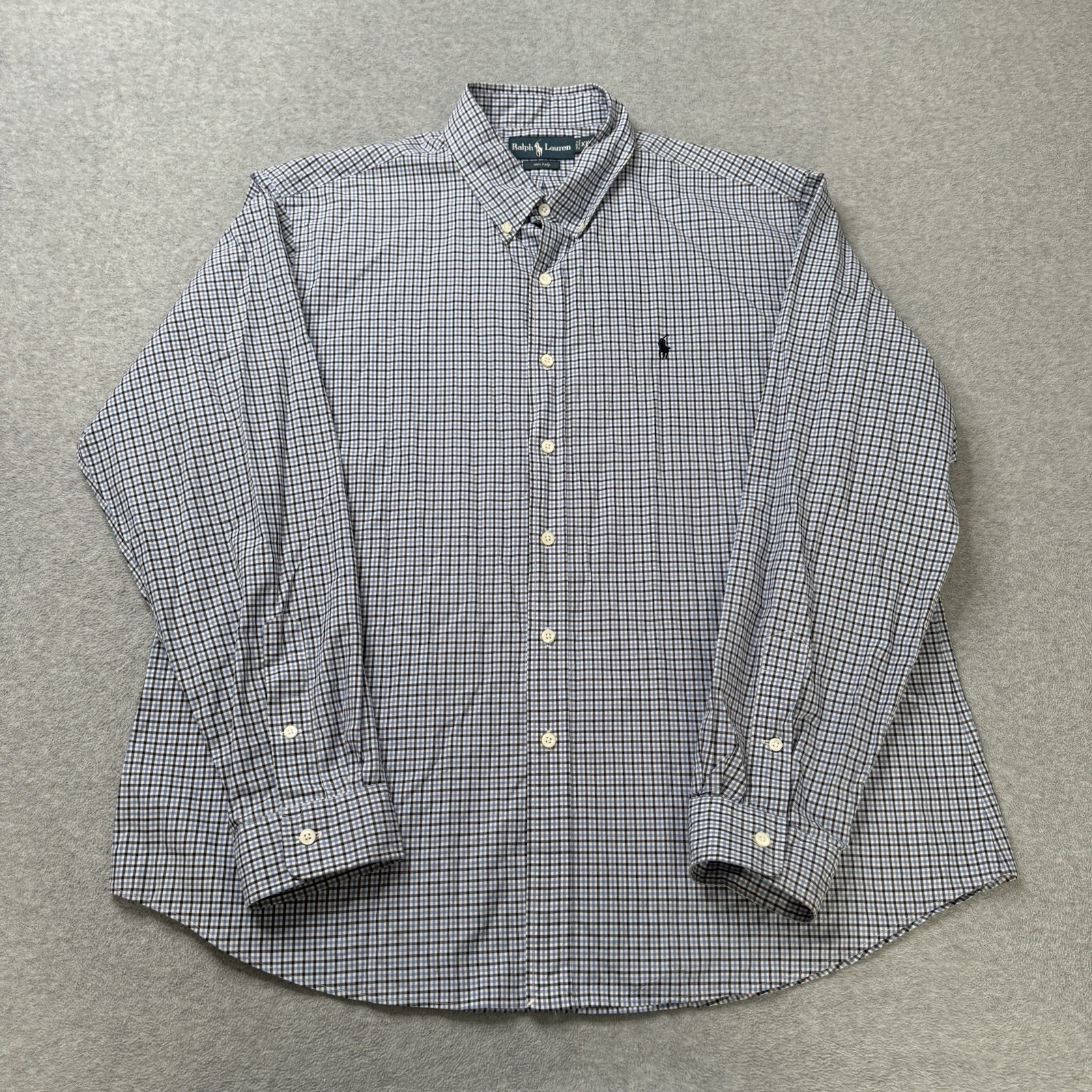 Camicia Ralph Lauren uomo 2XL XXL blu righe cotone bottoni preppy pony adulto