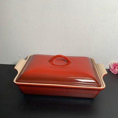 Le Creuset - Red Rectangular Heritage Casserole with Lid - Stoneware Cerise