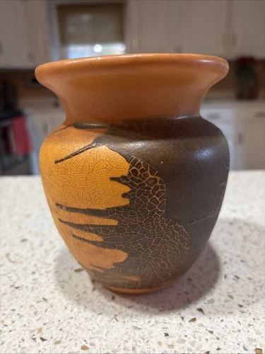 Vintage Royal Haeger 1970s Modern Deco Art Pottery Orange Peel Lava Glaze Vase