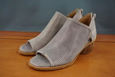Sofft Carleigh Shoes Womens 8 Gray Leather Perforate Peep Toe Bootie Sandals Zip
