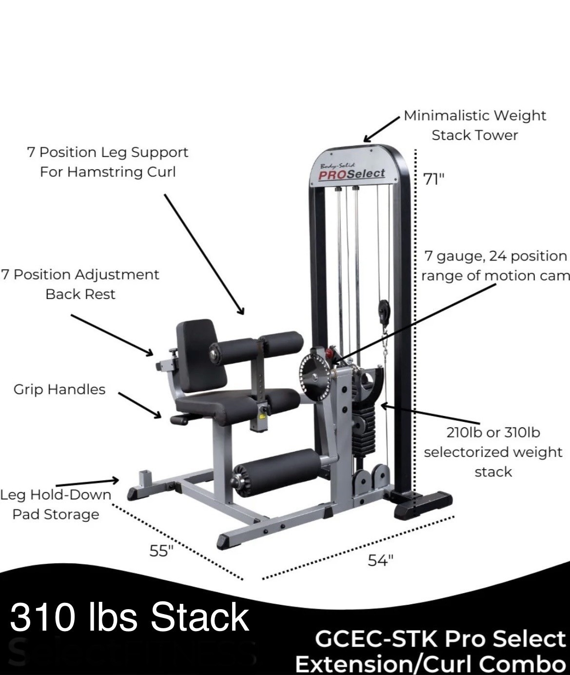 Body Solid Leg Extension and Leg Curl Machine - (GCEC-STK) U
