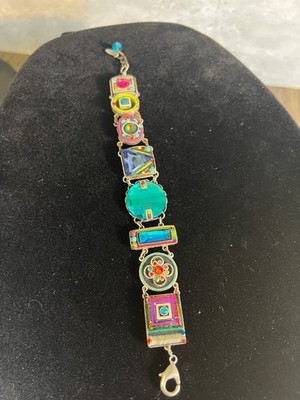 Gorgeous Silver  Multicolor Crystal & Bead Mosaic FIREFLY Bracelet Jewelry 7