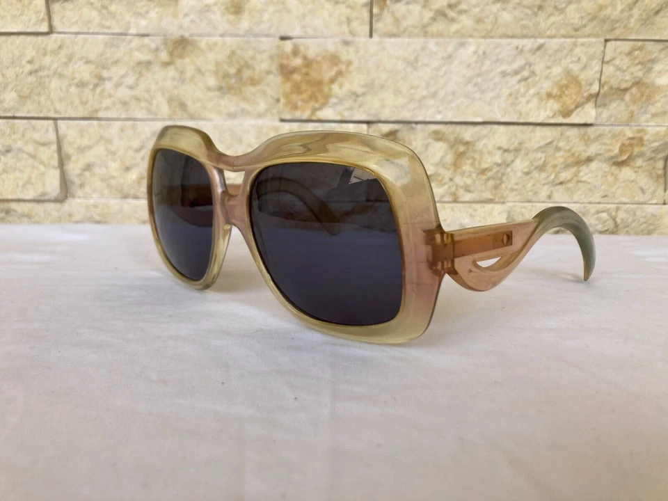 GAFAS DE SOL SAMCO VINTAGE CUADRADAS OVERSIZE AÑOS 60 HECHAS EN ITALIA ACETATO TRANSPARENTE Foto 3 de 4