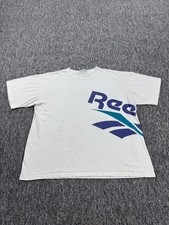 Vtg Reebok Shirt Men XL White Retro Wraparound Logo Single Stitch Made In USA