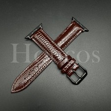 Brown Leather Lizard Band Strap For Apple iWatch 10 9 8 7 Sports Series 38-49 MM