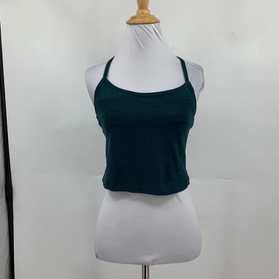 Beyond Yoga Tank Top Womens M Medium Green Spacedye Racerback Cropped Shelf Bra - Image 2 of 4
