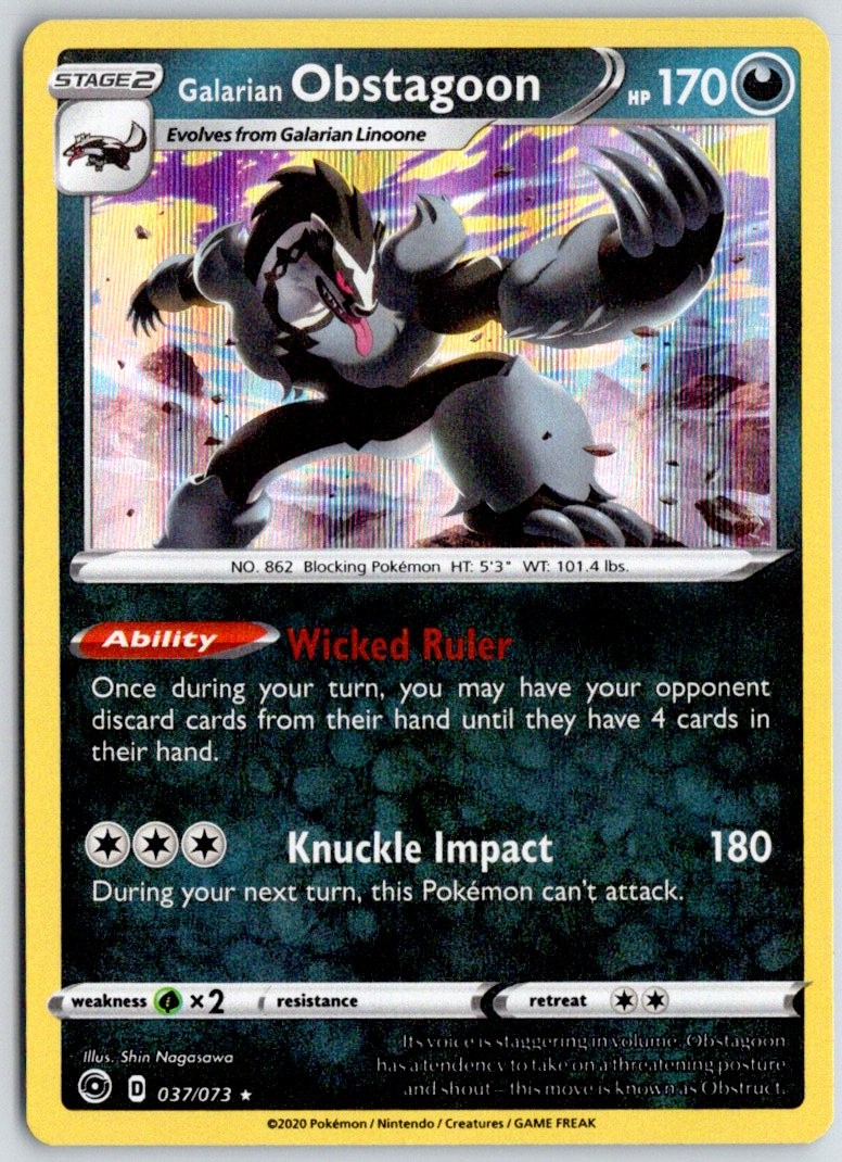 Galarian Obstagoon Holofoil Holo Rare Champion's Path 37/73 NM Pokemon TCG