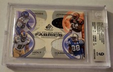 RANDY MOSS/JOHNSON/HARRISON/HOLT 2004 UD SP GAME USED JERSEY CARD #3/10 BGS 9!