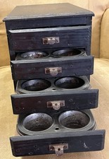 Vtg Primitive Industrial Organizer Wood Cabinet Metal Sorters in Drawers