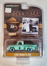 Greenlight Dodge D-100 Green 1965- Smokey Bear  1:64 Model Truck Green Machine