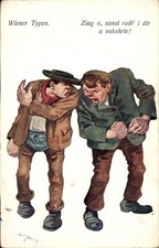 Artist Postcard Viennese Types, Two Men, Ziag o, sunst raib' i dir a... - 11454506