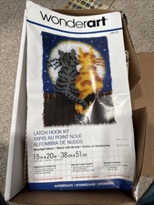 WonderArt Latch Hook Kit MOONLIGHT MEOW 15" x 20" Cats Kitten Moon Intermediate