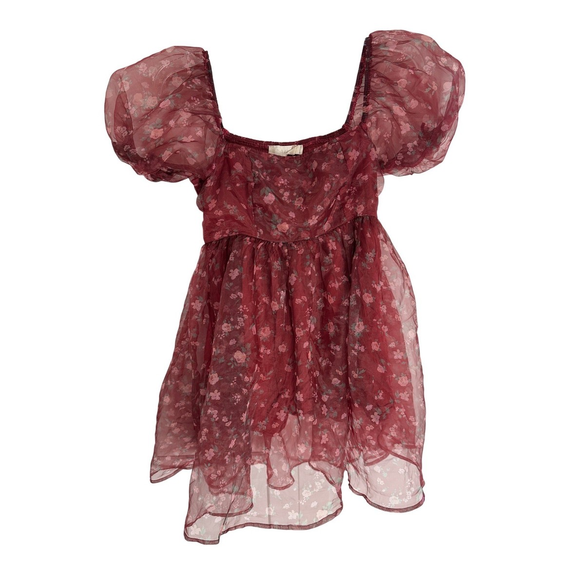 burgundy sheer dress Dyer Sheer Sleeve Mini Dress Burgundy main image 0