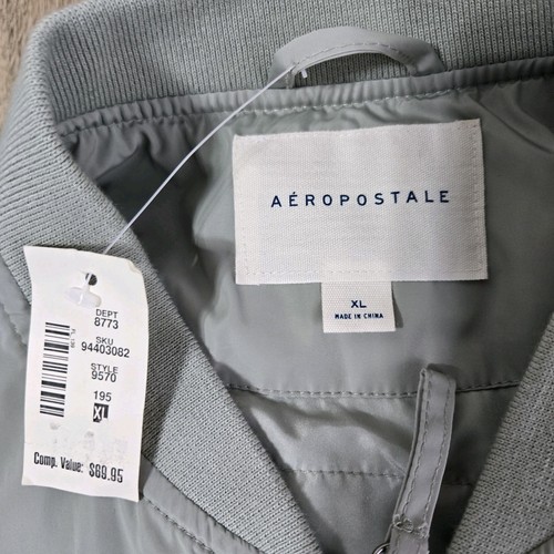Neu mit Etikett Aeropostale XL hellgrüne kurz geschnittene Damen-Bomberjacke ~ durchgehender Reißverschluss - Bild 4 von 12