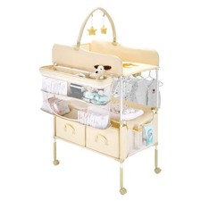 VEVOR Baby Changing Table, Foldable Diaper Change Station with 2 Fabric Drawers,