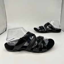 Vionic-Hadlie Slip On Strappy Women's 8 Black Sandal Adj Straps