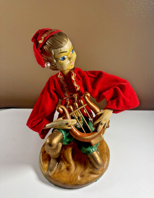 Vintage Tilso Pixie Elf Playing Harp 1960's