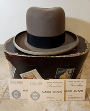 Borsalino Mario Bozzo Vintage Taupe Gray Felt Hat 56cm USA Size 7 Genova Italy