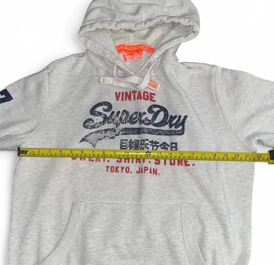 Superdry Sudadera con Capucha Pullover Gris Vintage Tokio Japón Sin Etiqueta Talla Foto 2 de 4