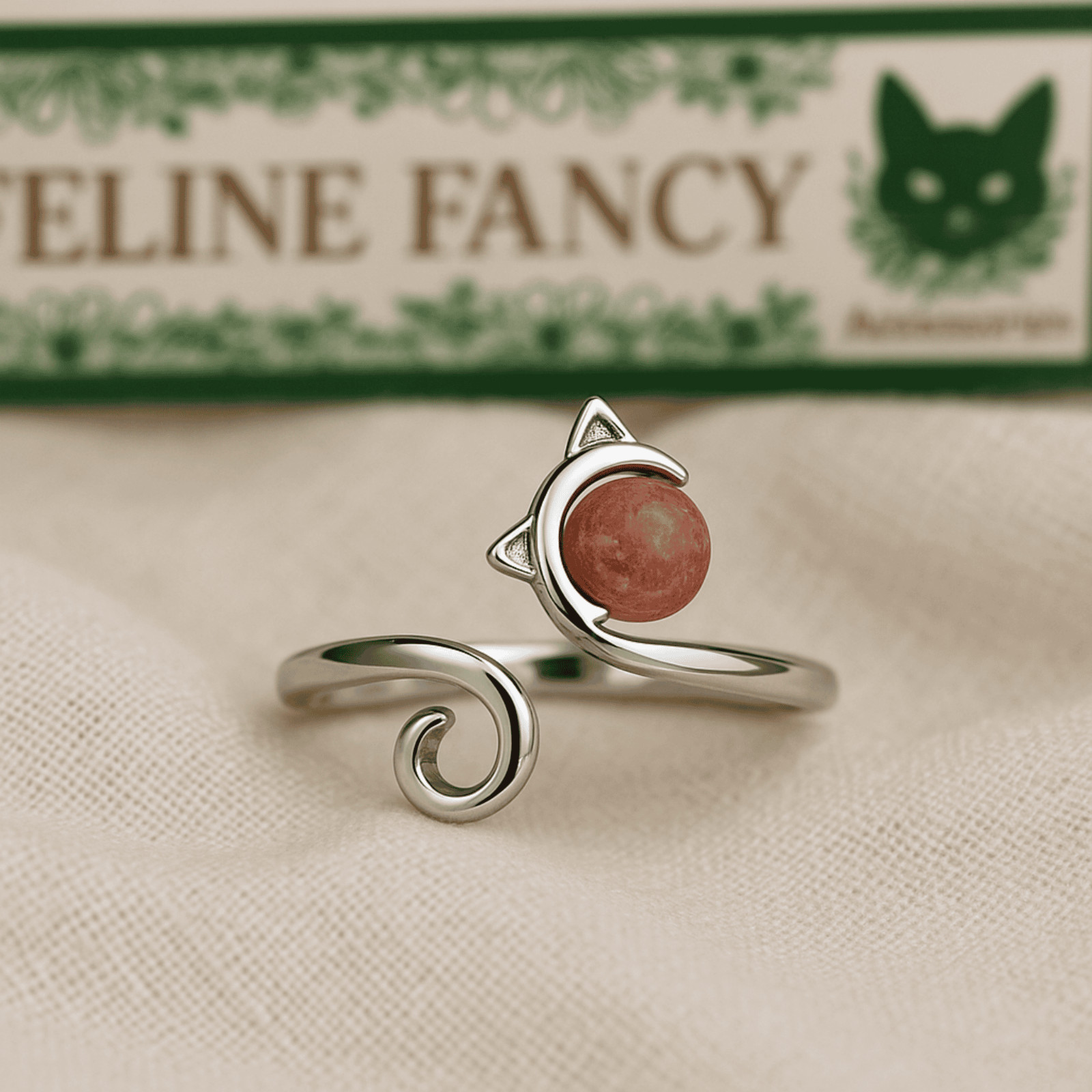 Anillo World Cat Plata Esterlina 925 - Regalo Único para Amantes de los Gatos, Regalos para ella