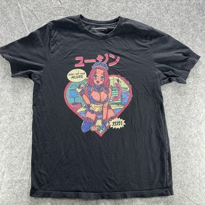 YujinClothing Anime Shirt Mens XL Black Milkies Maid Graphic Streetwear