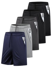 5 Pack Men's Athletic Gym Shorts with Pockets Quick Dry Activewear Workout Ru...