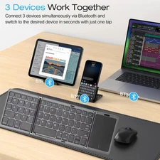 Mini Folding Wireless Bluetooth Keyboard With Touchpad for Laptop Tablet Phone