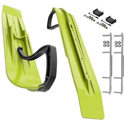 Slydog Powder Hound 7'' Manta Green Skis w/6'' Shaper Bar Complete Kit Ski-Doo