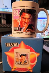 Rare Elvis Presley Ceramic Coffee Mug Collectable 1992 Moderne Glass Co. INC.